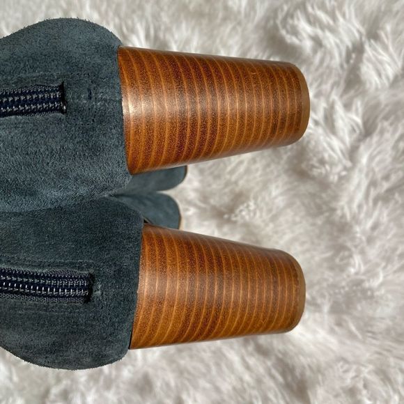 Sole Society Sally Blue Leather Open Toe Heeled Ankle Sandals Booties Size 8.5 M - Picture 9 of 13